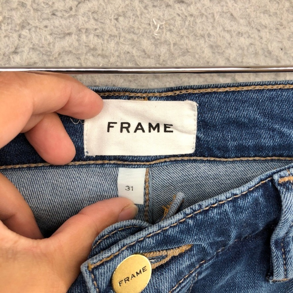 Frame Le Sylvie Slender Straight Jeans Womens 31 12Blue Raw Hem LSYCRA865 - Picture 5 of 10
